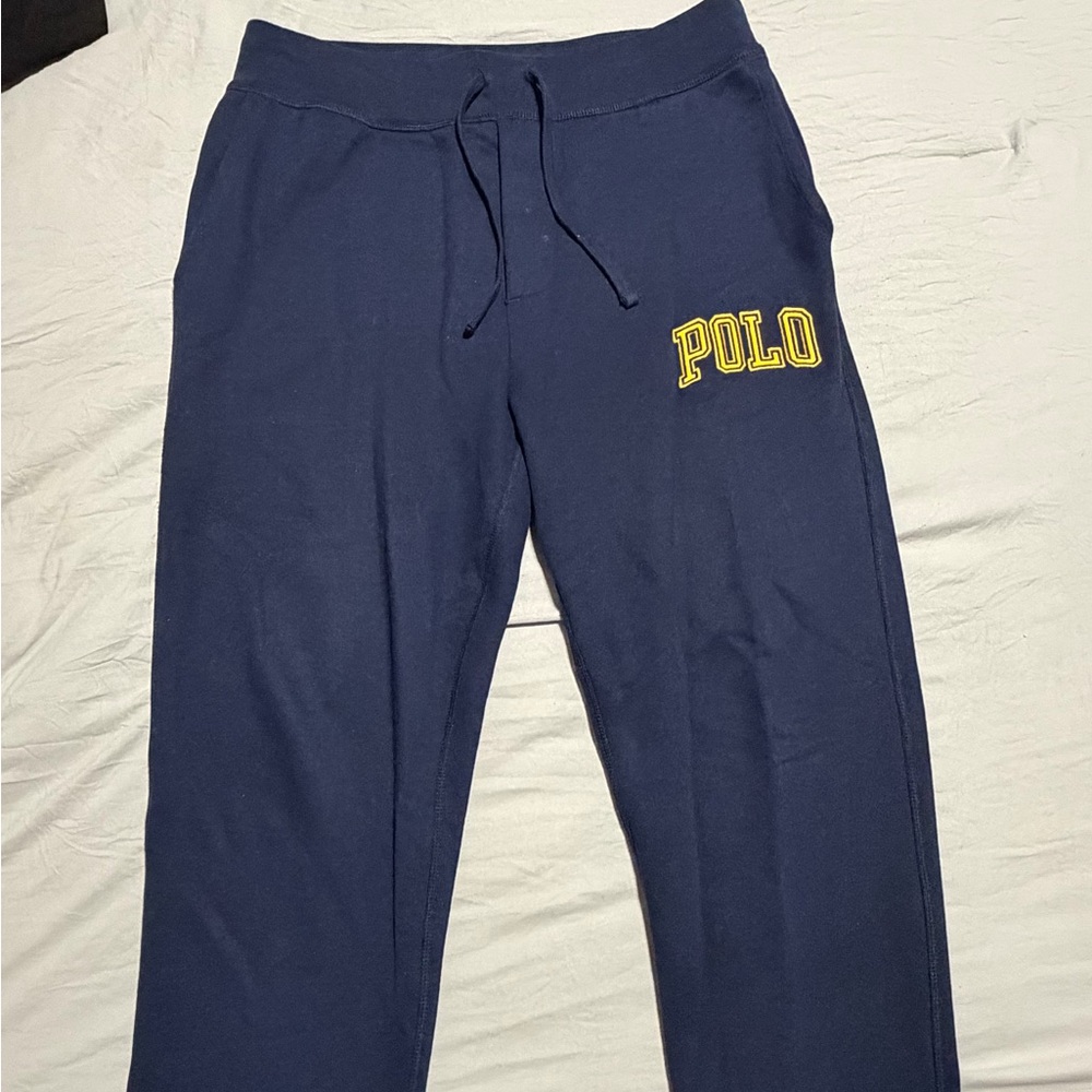 Polo by Ralph Lauren Navy Sweatpants with Yellow Logo